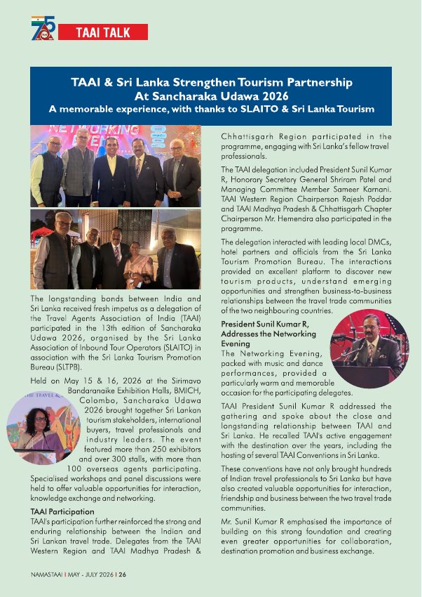 TAAI and Sri Lankan tourism representatives at Sancharaka Udawa 2026